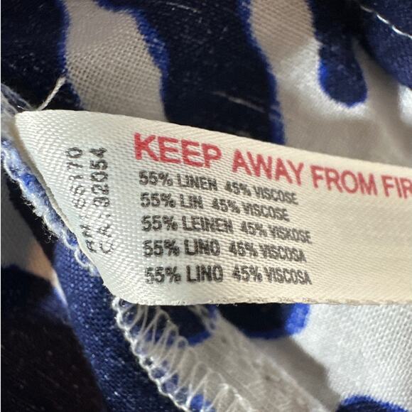 By Anthropologie Printed Linen Blend Buttondown Shirt Top Sz 2X Beach Nautical - Picture 13 of 14